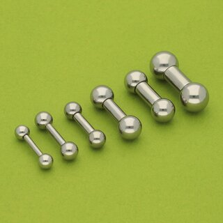 Barbell Piercing - Steel - Silver - 2.0mm to 6.0mm - [42.] - 6.0 x 10 mm (Balls: 10mm)