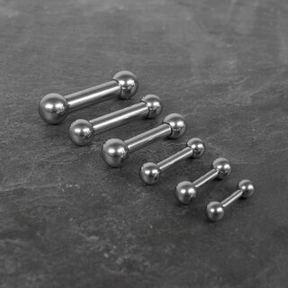 Barbell Piercing - Steel - Silver - 2.0mm to 6.0mm - [42.] - 6.0 x 10 mm (Balls: 10mm)