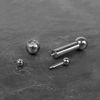 Barbell Piercing - Steel - Silver - 2.0mm to 6.0mm - [42.] - 6.0 x 10 mm (Balls: 10mm)