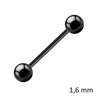 Barbell Piercing - Steel - Black - 1.6mm - [04.] - 1.6 x 10 mm (Balls: 5mm)