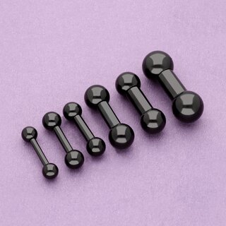 Barbell Piercing - Steel - Black - 2.0mm to 6.0mm - [17.] - 3.0 x 8 mm (Balls: 6mm)