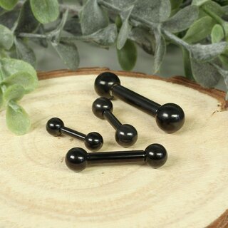 Barbell Piercing - Steel - Black - 2.0mm to 6.0mm - [17.] - 3.0 x 8 mm (Balls: 6mm)