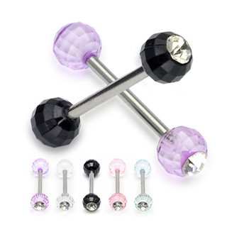 Barbell Piercing with Balls - Crystal Shape - [05.] light blue