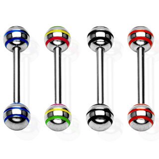 Barbell Piercing with Balls - Stripes - [01.] blue