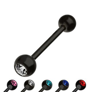 Barbell Piercing - Colorful - Crystal - [02.] - Barbell: black - Crystal Color: clear