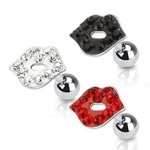 Barbell Piercing - Silver - Short - Mouth - [02.] - black