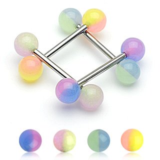 Barbell Piercing with Balls - Glow in the dark - [01.] - blue-purple
