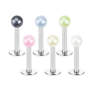 Labret Piercing - Pearl - [1.] - black