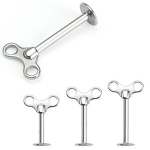 Labret Piercing - Silver - Winding Key - [1.] - 1.2 x 6mm (Key: 7.5mm)