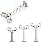 Labret Piercing - Silver - Winding Key - [1.] - 1.2 x 6mm...