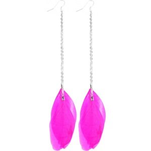 Dangle Earrings - Feather - Pink