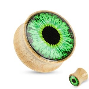 Wood Ear Plug - Maple - Eye - Green