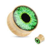Wood Ear Plug - Maple - Eye - Green - 18 mm
