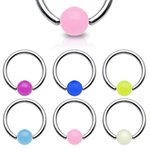 Ball Closure Ring - Silver - Glow in the dark - Colorful