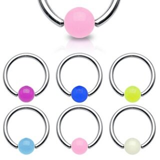 Ball Closure Ring - Silver - Glow in the dark - Colorful - [02.] - blue