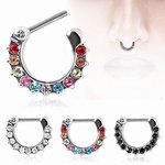 Septum Clicker - Silver - Crystals - Round