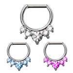 Septum Clicker - Silver - Crystals - Pointed