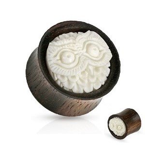 Wood Ear Plug - Owl - White