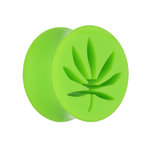 Ear Plug - Acrylic - Hemp Leaf - Green - 12 mm