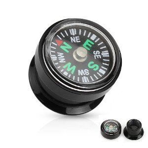 Ear Plug - Black - Compass - 10 mm
