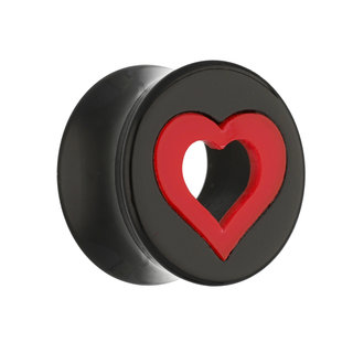 Classic Ear Plug - Black - Heart - Red