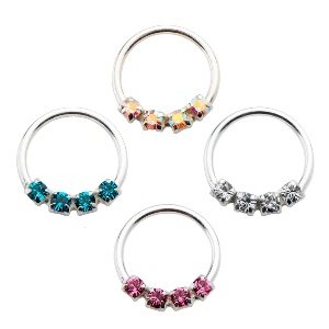 Septum Piercing - Sterling Silver - Crystals - [03.] - clear