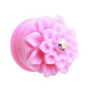 Ear Plug - Acrylic - Chrysanthemum - Pink