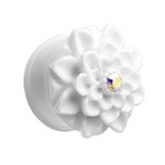Ear Plug - Acrylic - Chrysanthemum - White