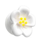 Ear Plug - Acrylic - Hibiscus - White 10 mm
