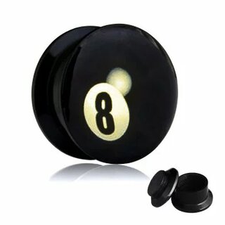 Picture Ear Plug - Screw - 8 Ball
