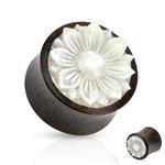 Wood Ear Plug - Mother of Pearl - Lotus Flower - 22 mm