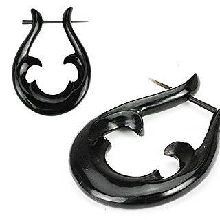 Horn Earrings - Black - 04