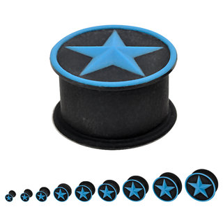 Silicone Ear Plug - Black - Star Blue