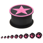 Silicone Ear Plug - Black - Star Pink