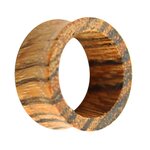 Wood Flesh Tunnel - Brown - Zebrano Wood - 16 mm