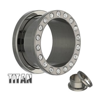 Titanium Flesh Tunnel - Silver - Crystal