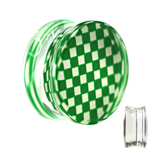 Silhouette Ear Plug - Chessboard - Check - Green