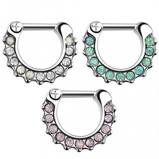 Septum Clicker - Silver - Opalite - Round