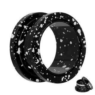 Flesh Tunnel - Steel - Splatter - Black - White - 12 mm