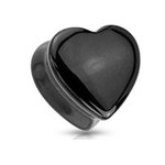 Ear Plug - Heart - Onyx - 8 mm