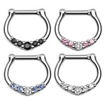 Septum Clicker - Silver - Crystals - Slim - [01.] - black