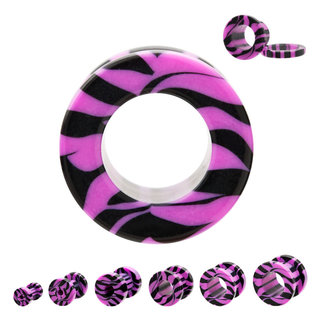 Flesh Tunnel - Acrylic - Zebra - Pink