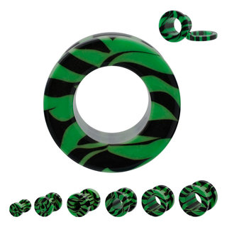 Flesh Tunnel - Acrylic - Zebra - Green