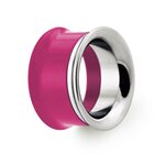 Flesh Tunnel - Acrylic - Steel - Pink - 16 mm