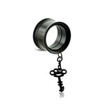 Flesh Tunnel - Steel - Black - Pendant - Key - 8 mm