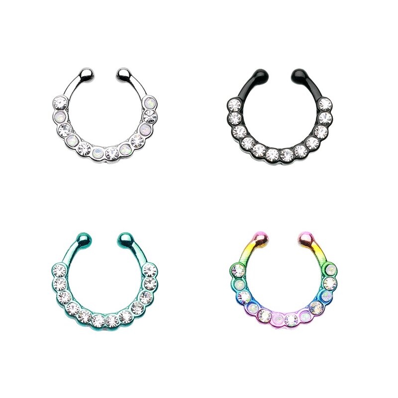 Fake Septum Piercing - Classic - Crystals - [01.] - silver