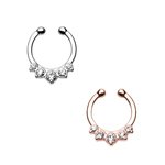 Fake Septum Piercing - Crystals - Pointed - [02.] - gold