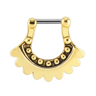 Septum Clicker - Steel - Gold - Tribal Lace
