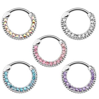 Septum Clicker - Ring - Silver - Crystals - Classic