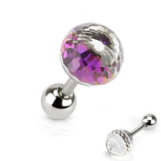 Barbell Piercing - Silver - Short - Crystal Ball